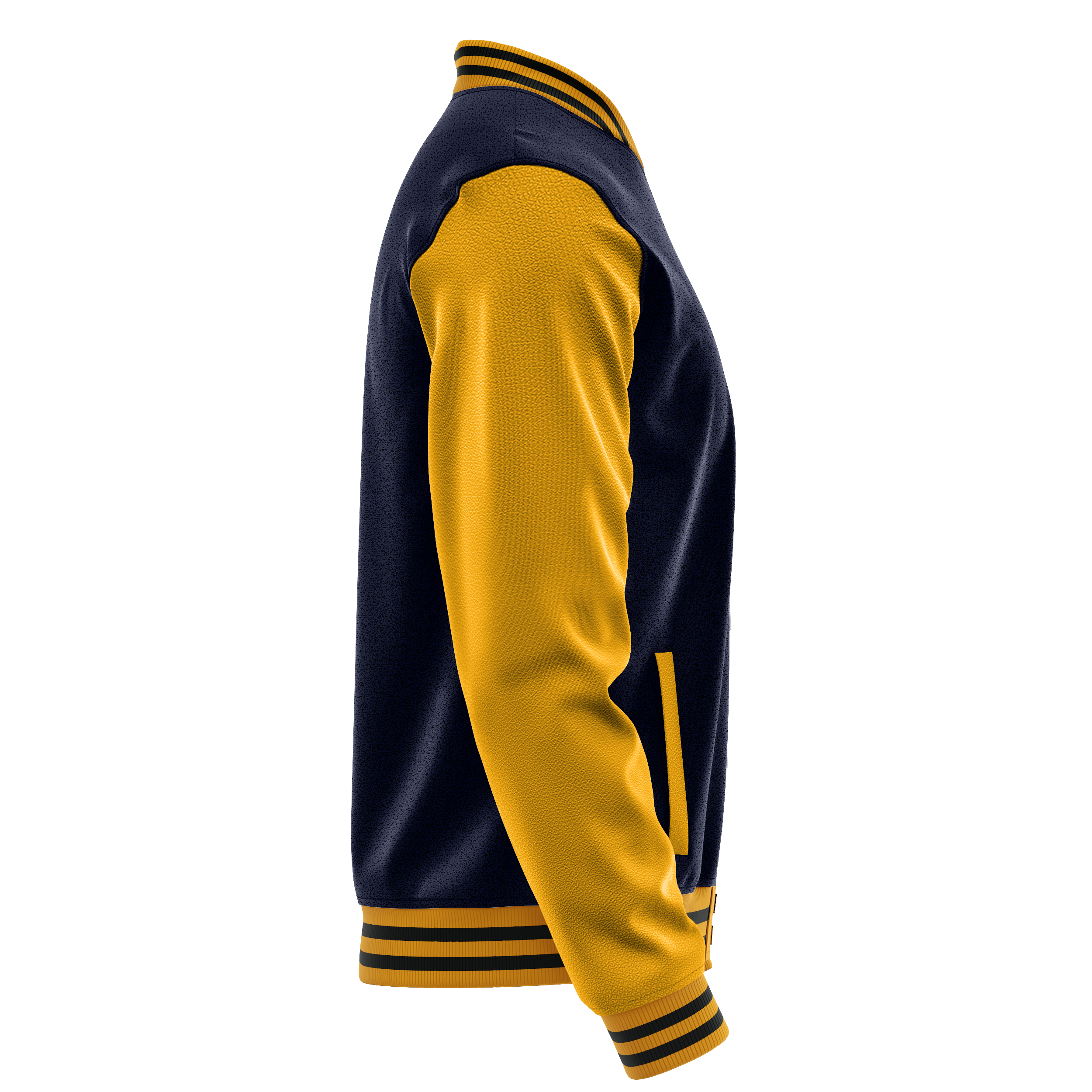 Navy & Yellow Leather Varsity Jacket JG11191917