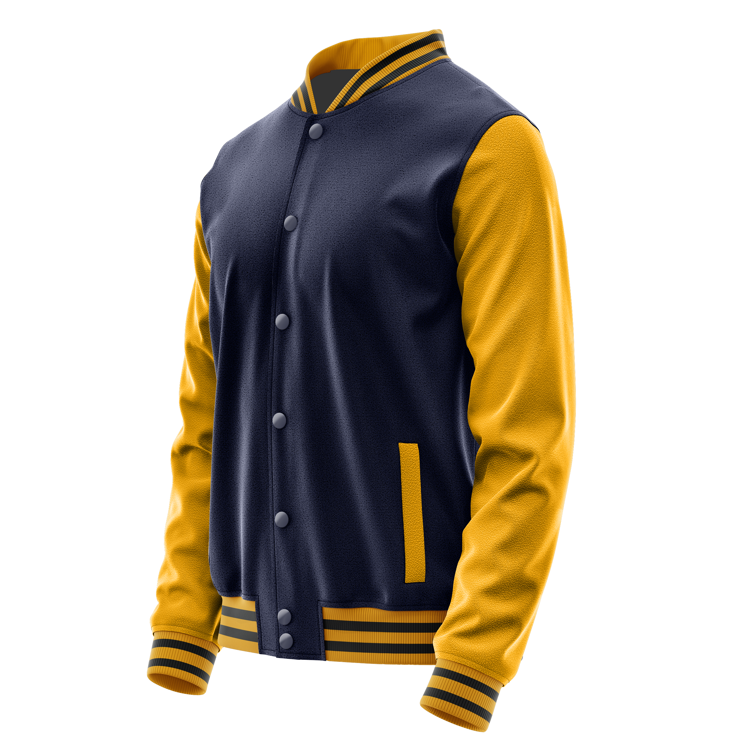 Navy & Yellow Leather Varsity Jacket JG11191917