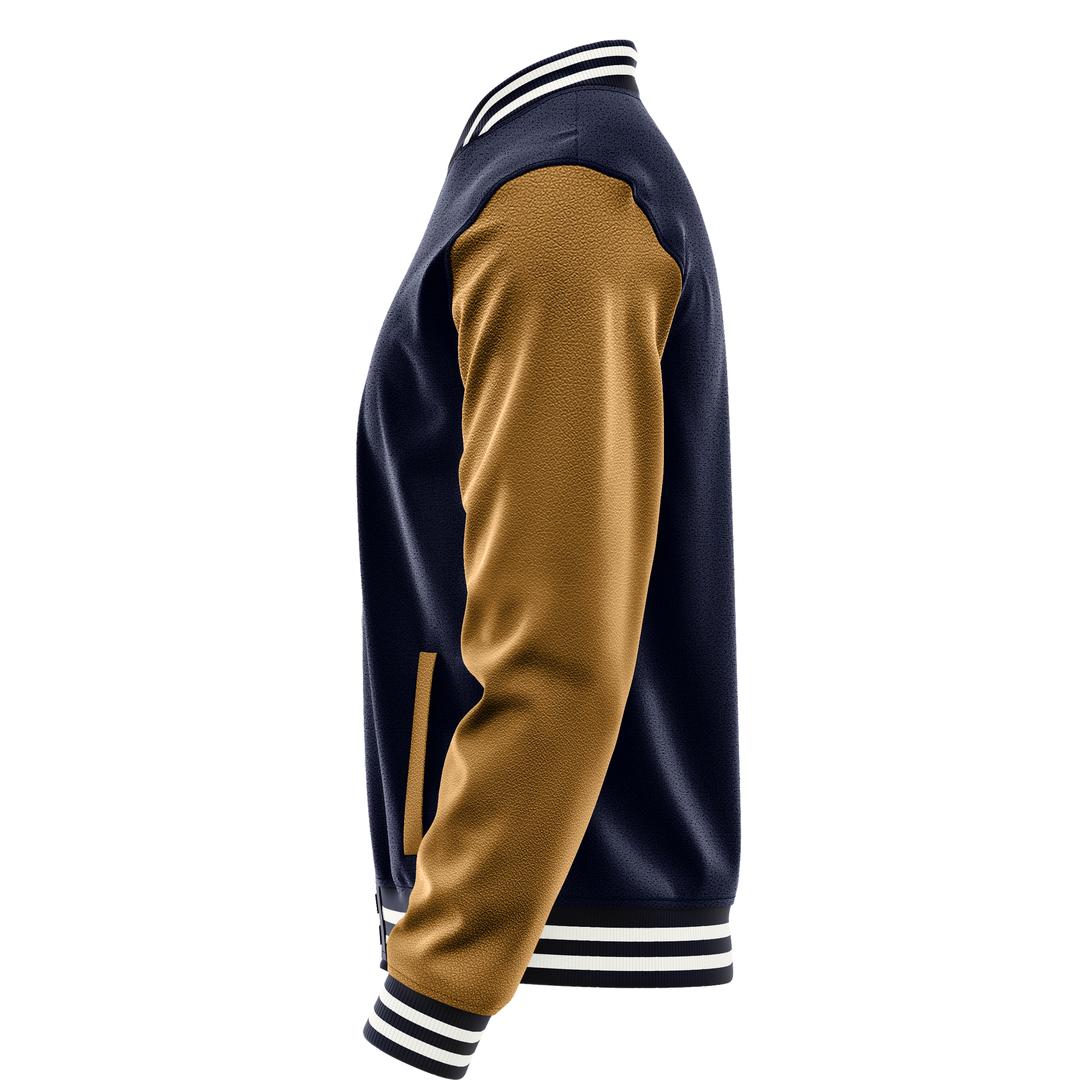 Navy & Khaki Leather Varsity Jacket JG11221118