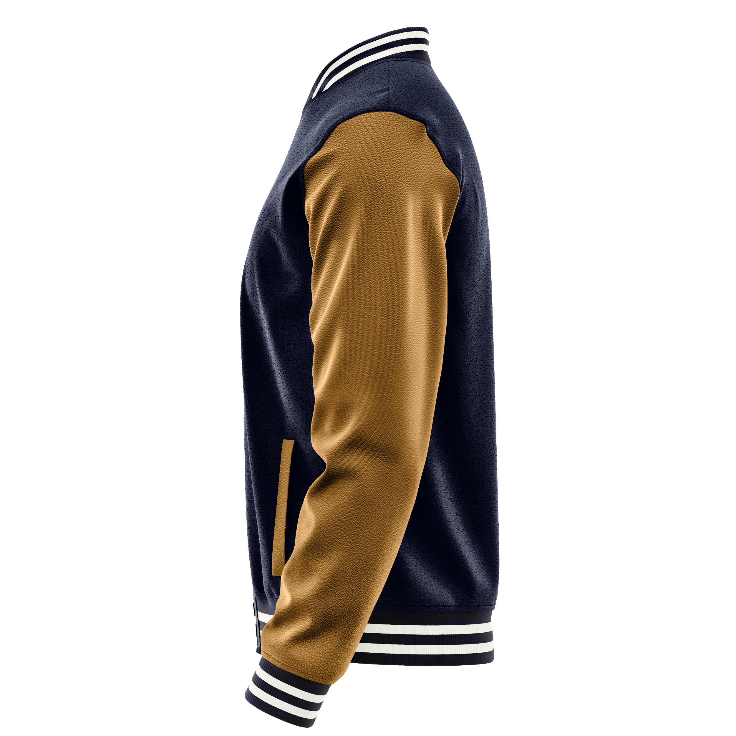 Navy & Khaki Leather Varsity Jacket JG11221118