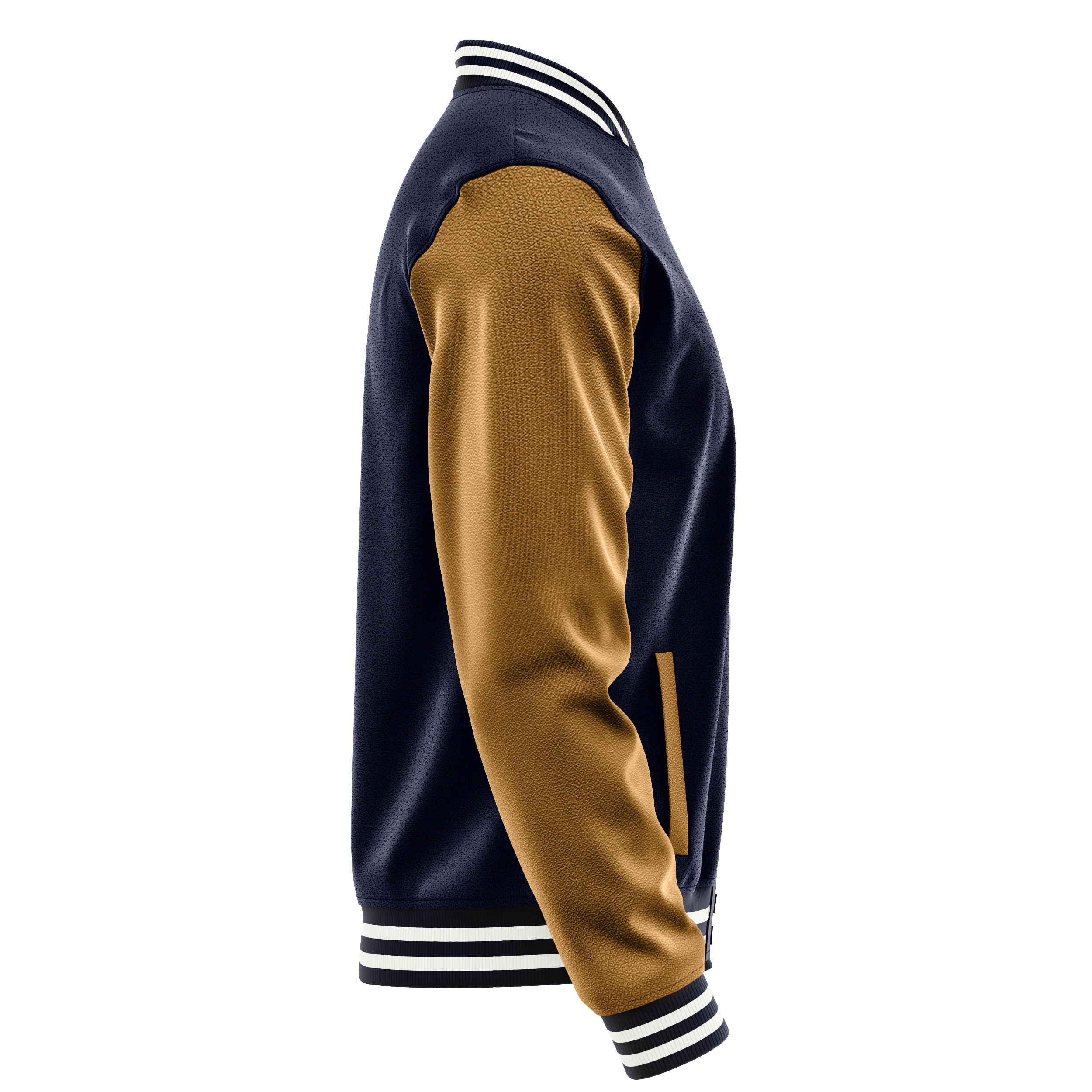 Navy & Khaki Leather Varsity Jacket JG11221118