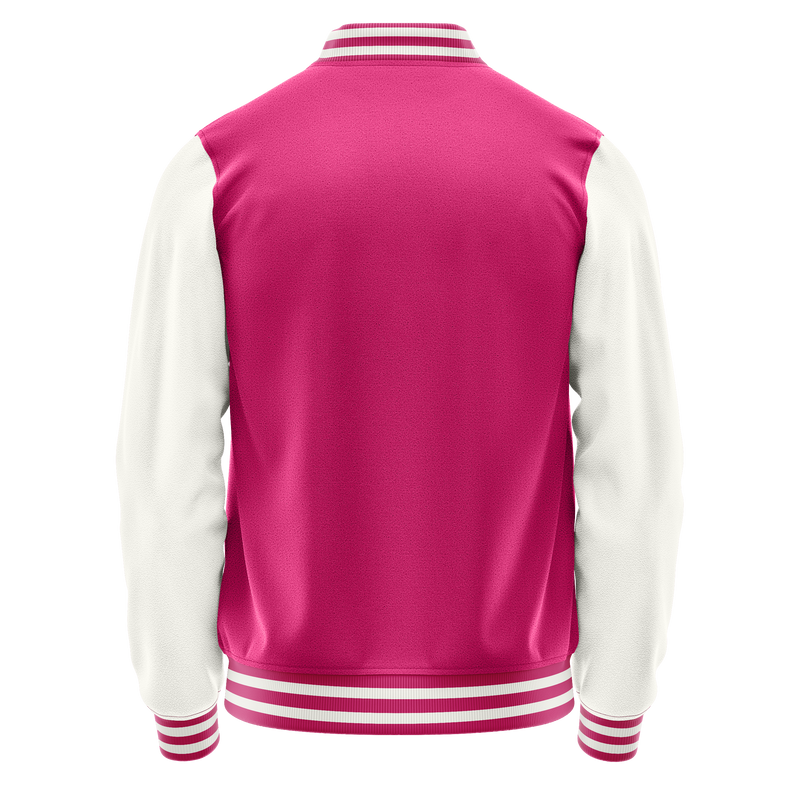 Pink & White Leather Varsity Jacket JG13181318