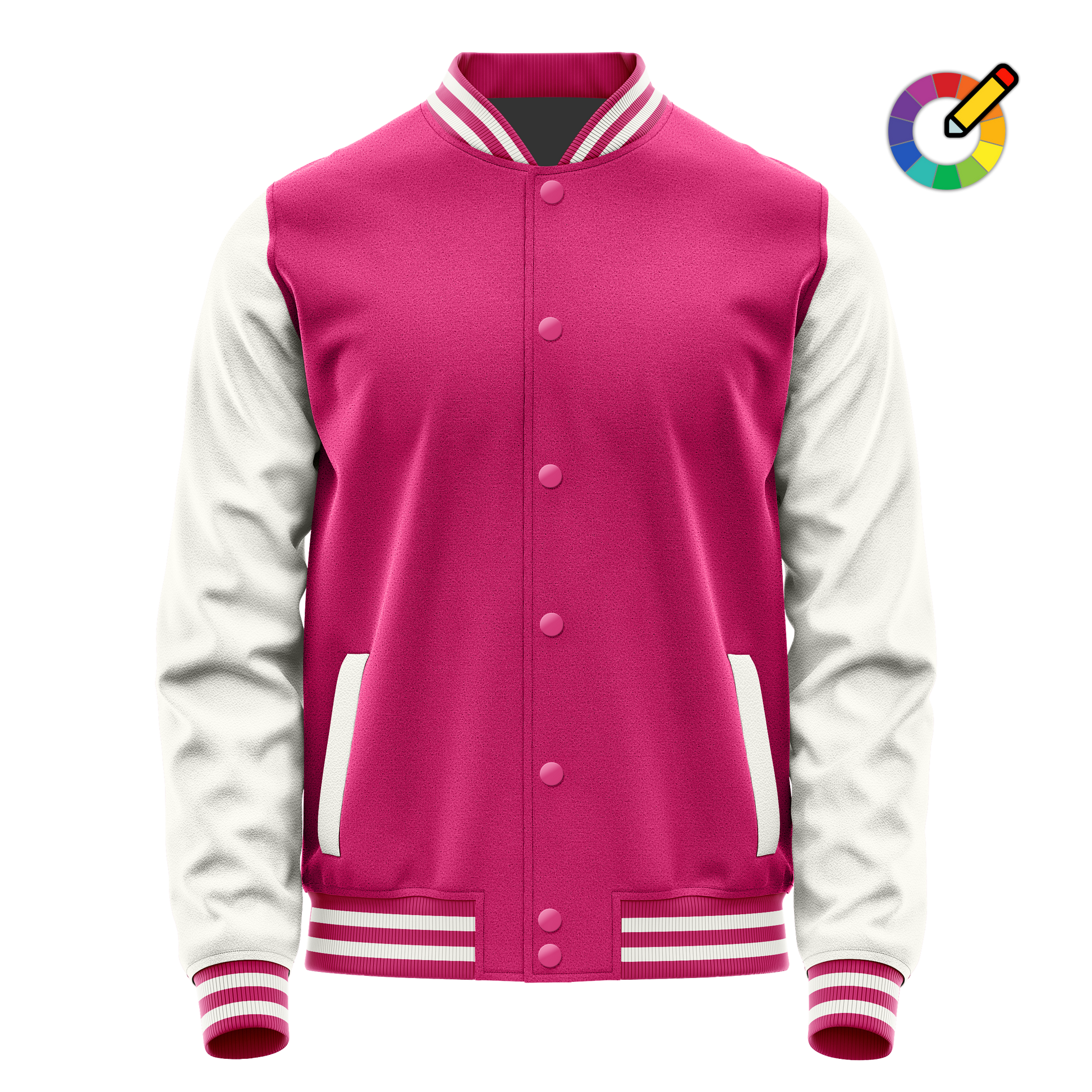 Pink & White Leather Varsity Jacket JG13181318