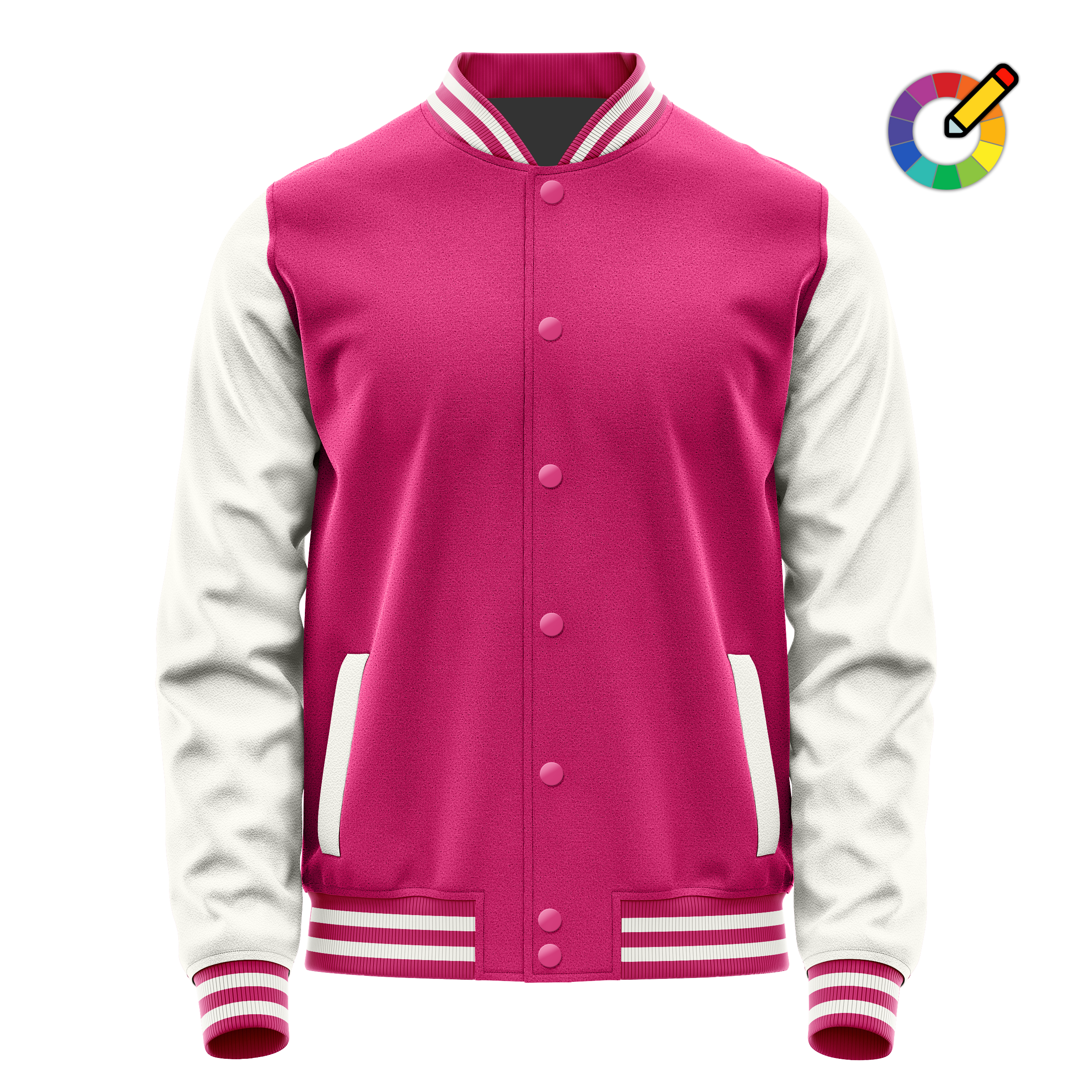 Pink & White Leather Varsity Jacket JG13181318