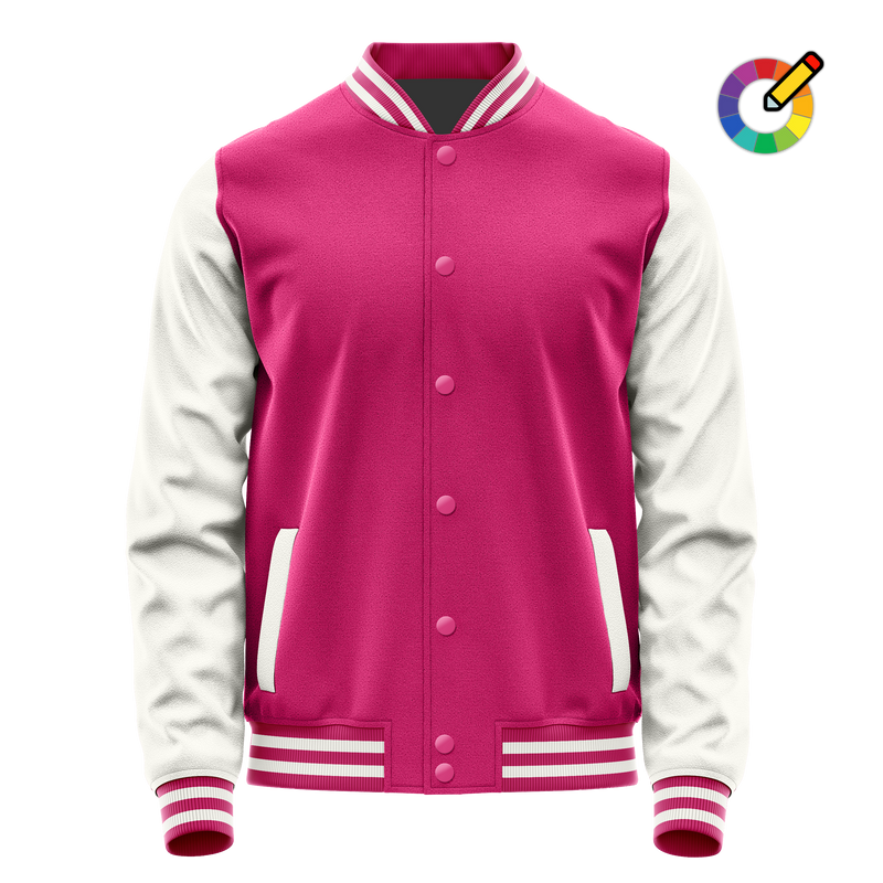 Pink & White Leather Varsity Jacket JG13181318