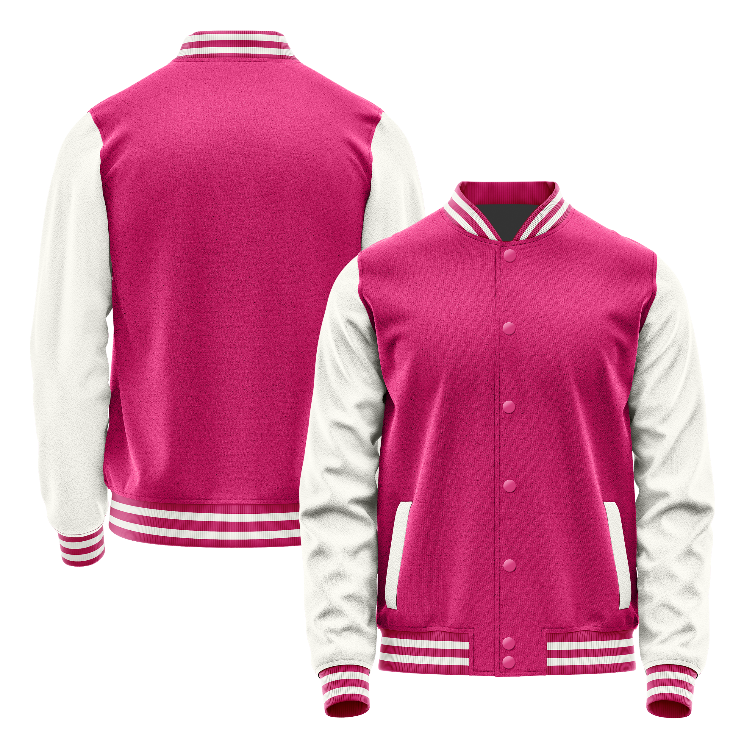 Pink & White Leather Varsity Jacket JG13181318