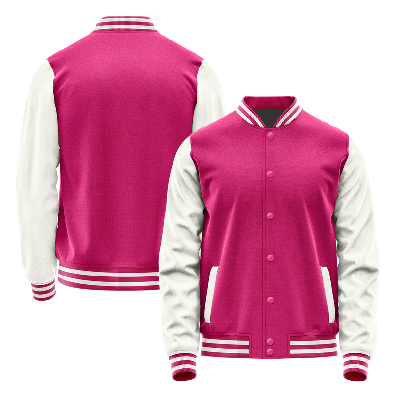 Pink & White Leather Varsity Jacket JG13181318