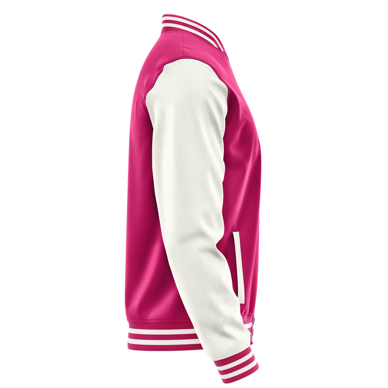 Pink & White Leather Varsity Jacket JG13181318