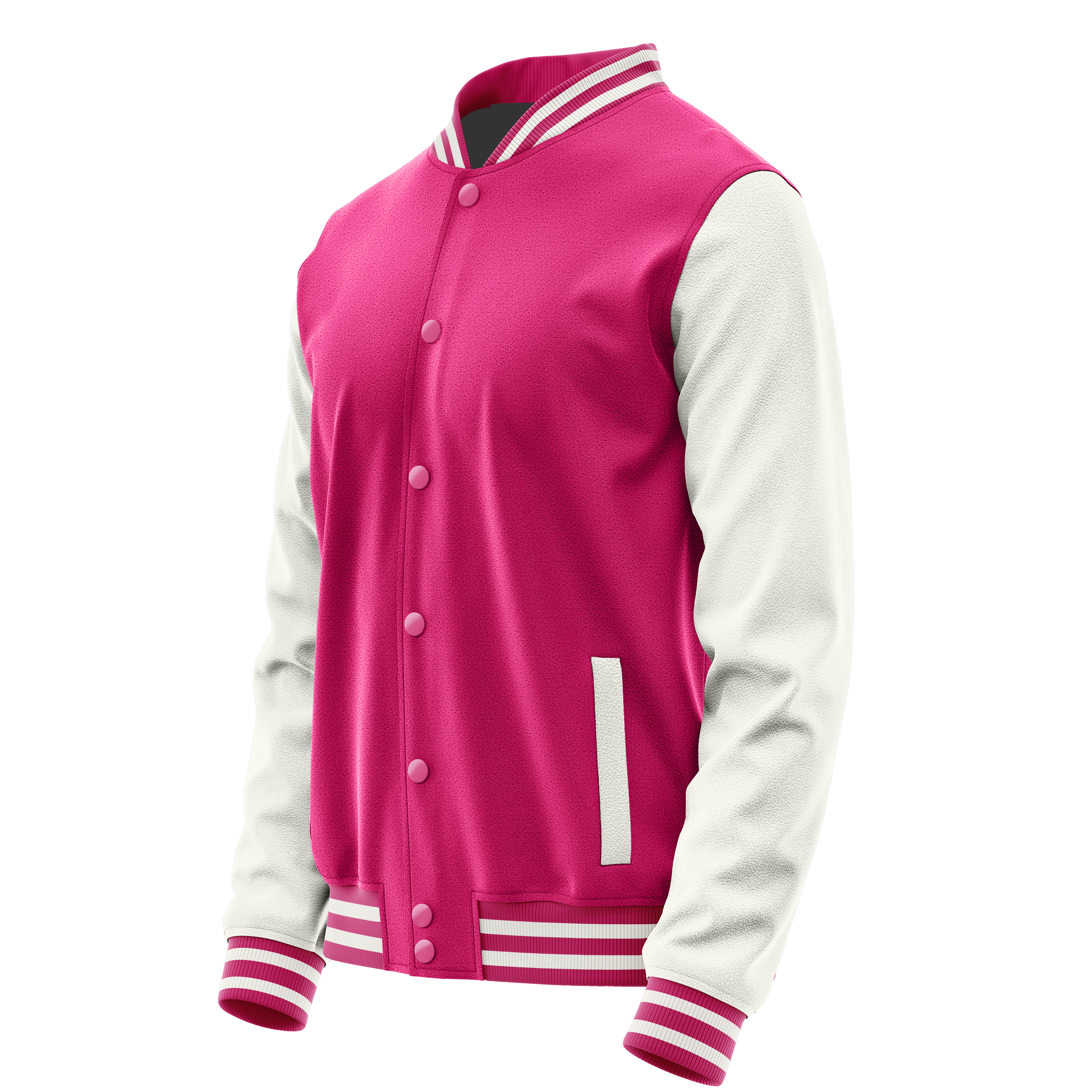 Pink & White Leather Varsity Jacket JG13181318