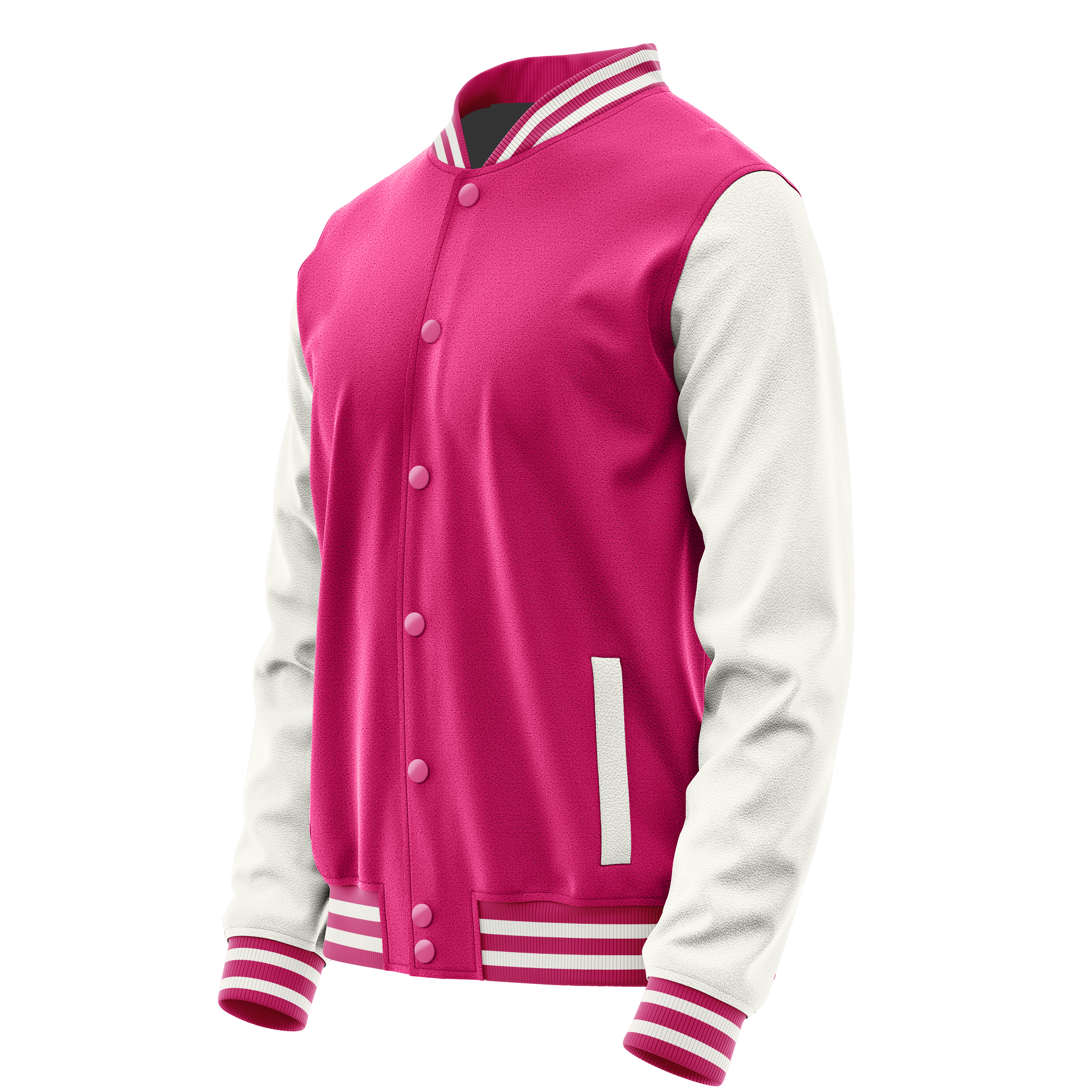 Pink & White Leather Varsity Jacket JG13181318