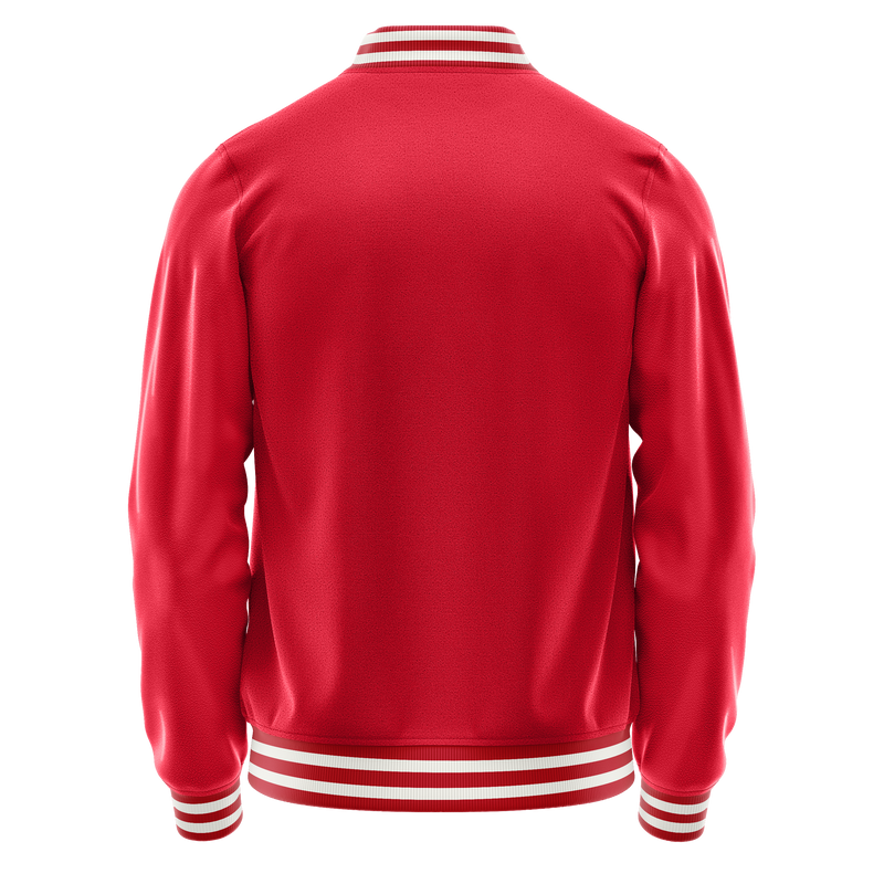 Red & Red Leather Varsity Jacket JG14141418