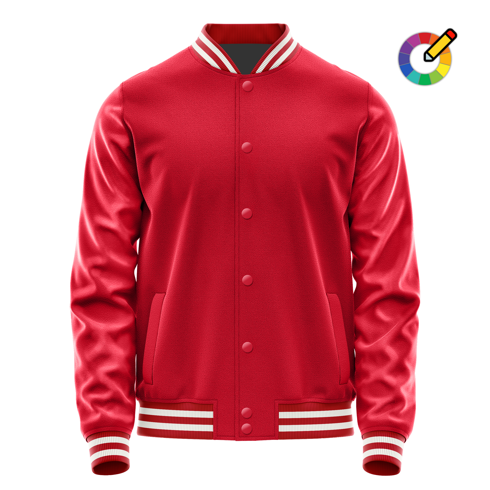 Red & Red Leather Varsity Jacket JG14141418