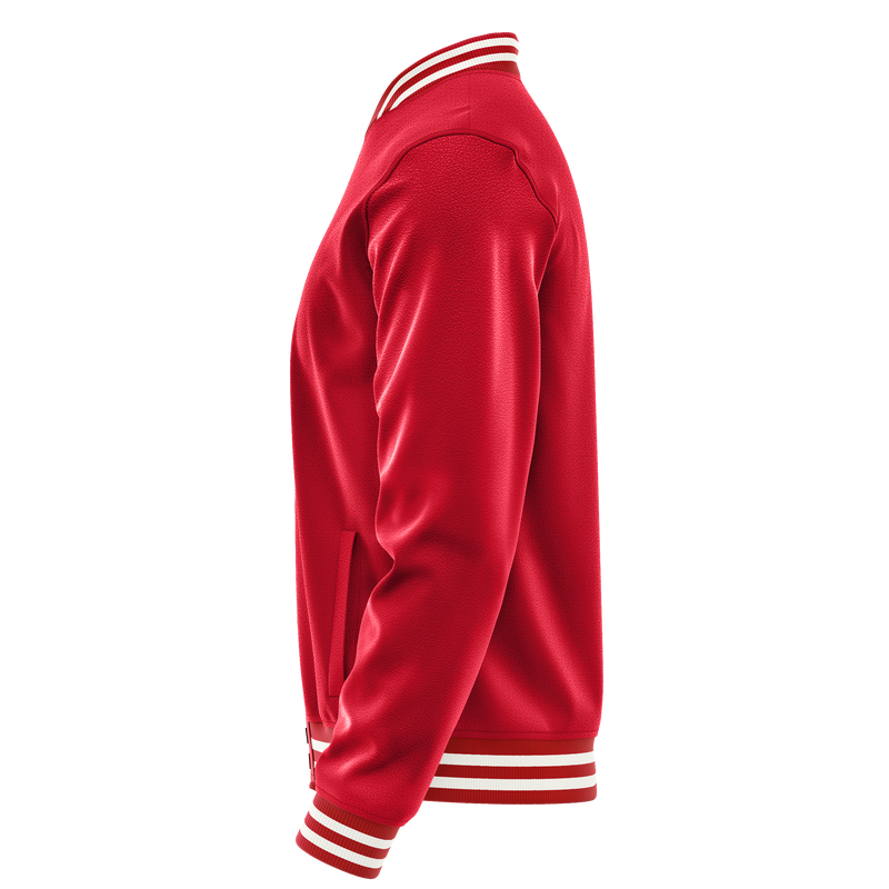 Red & Red Leather Varsity Jacket JG14141418