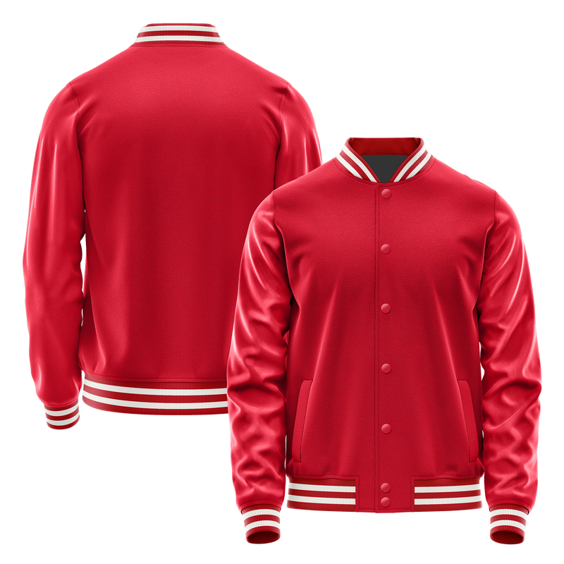 Red & Red Leather Varsity Jacket JG14141418