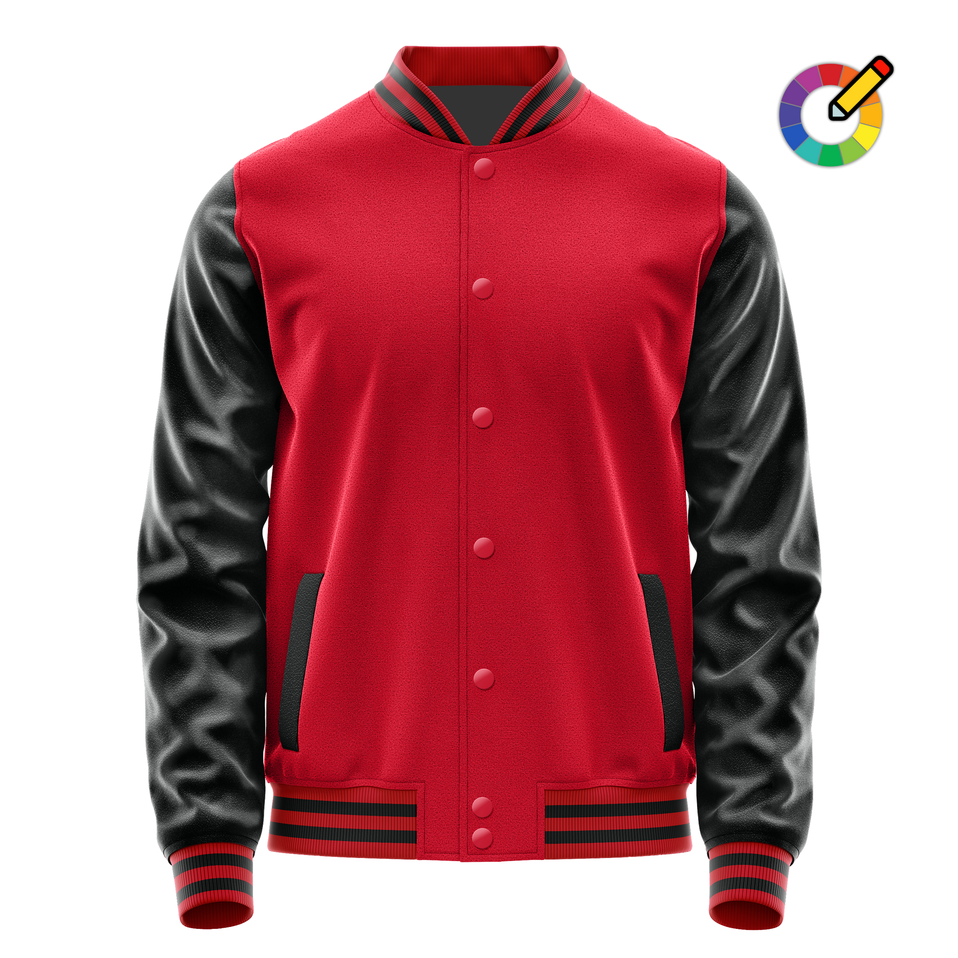 Red & Black Leather Varsity Jacket JG14171417