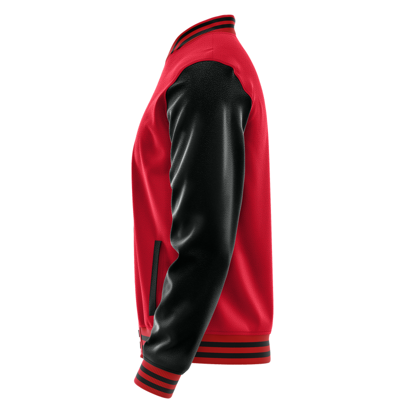 Red & Black Leather Varsity Jacket JG14171417