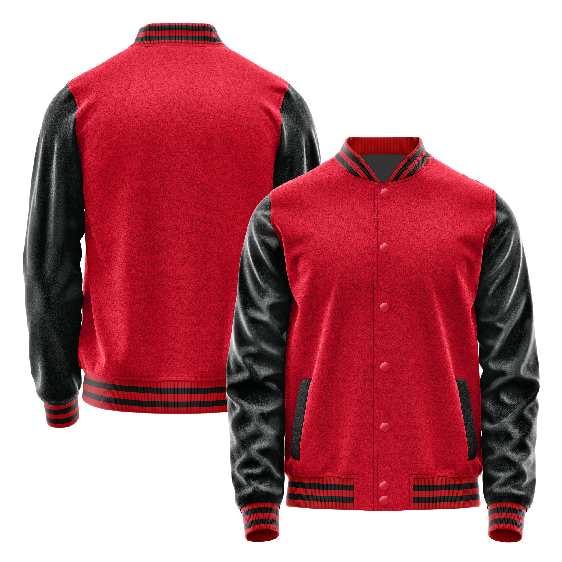 Red & Black Leather Varsity Jacket JG14171417