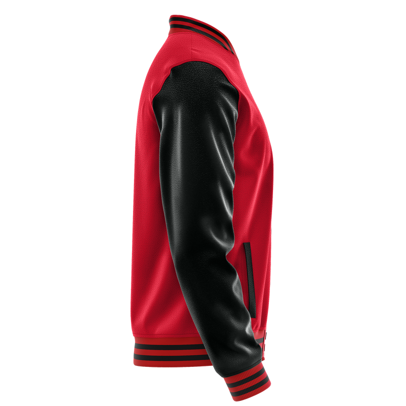 Red & Black Leather Varsity Jacket JG14171417