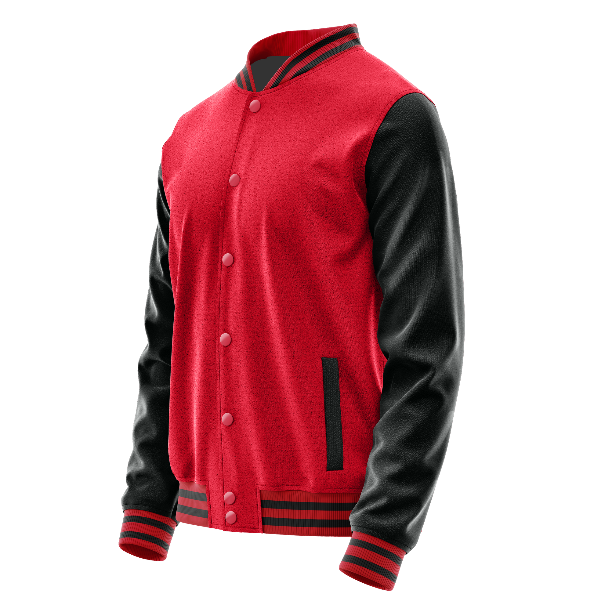 Red & Black Leather Varsity Jacket JG14171417