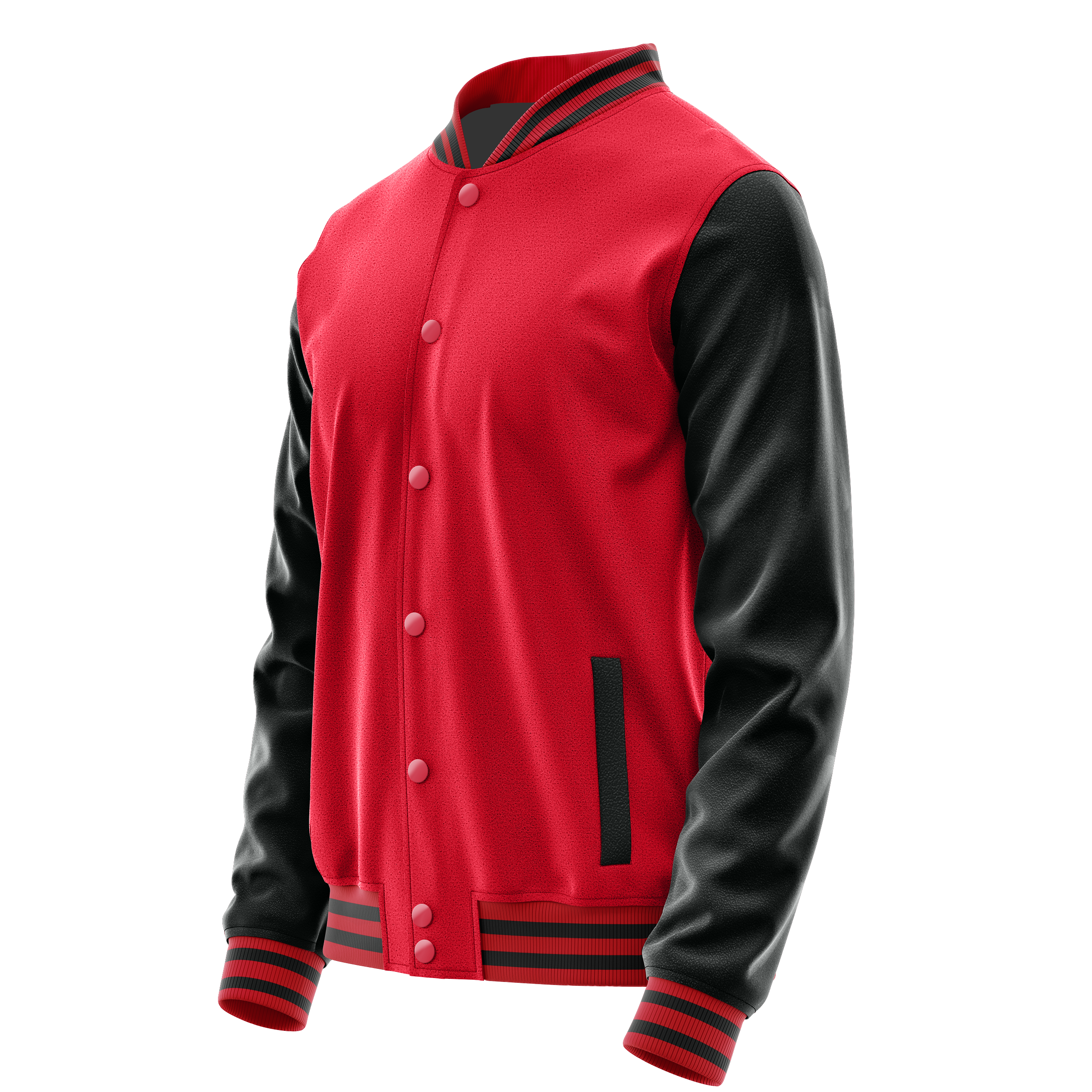 Red & Black Leather Varsity Jacket JG14171417