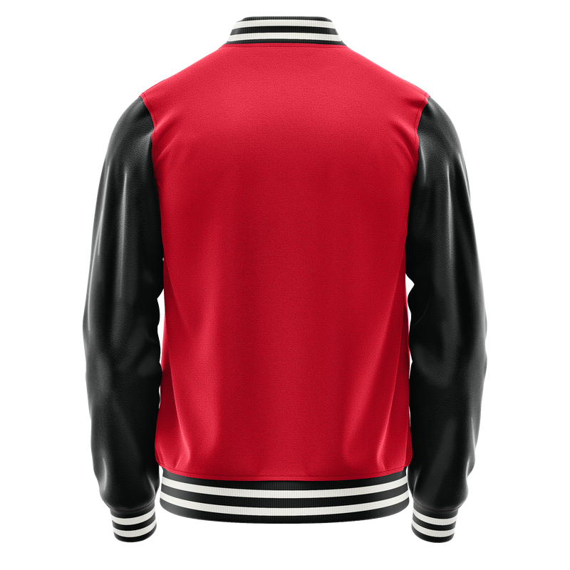 Red & Black Leather Varsity Jacket JG14171718