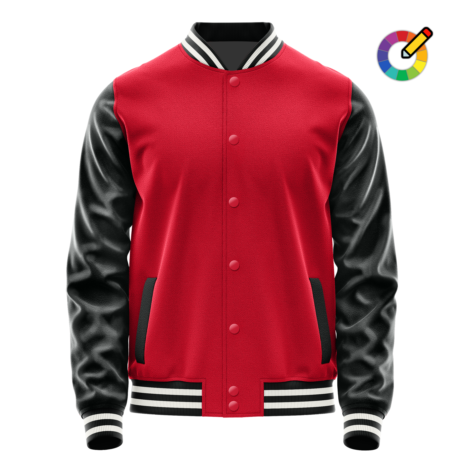 Red & Black Leather Varsity Jacket JG14171718