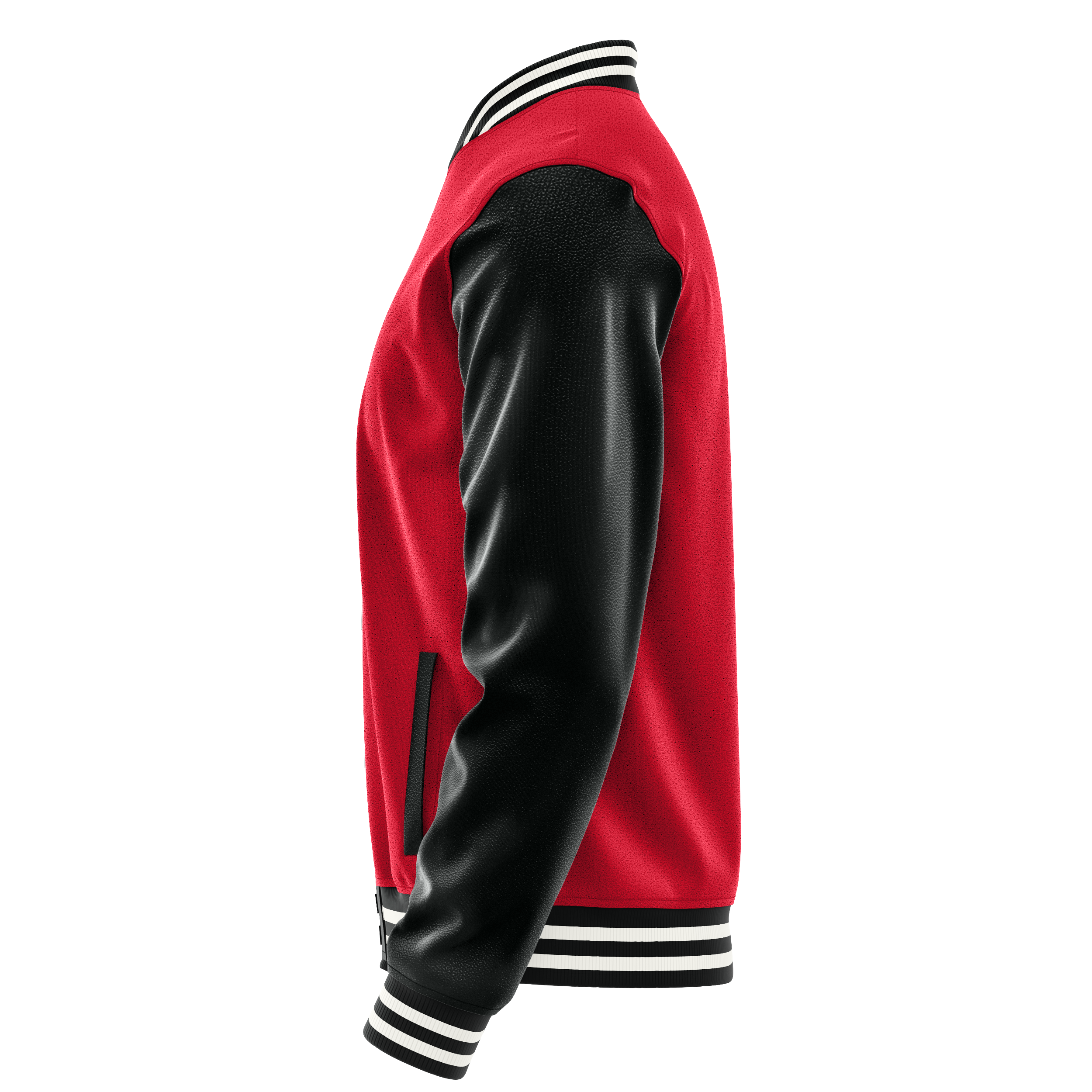 Red & Black Leather Varsity Jacket JG14171718