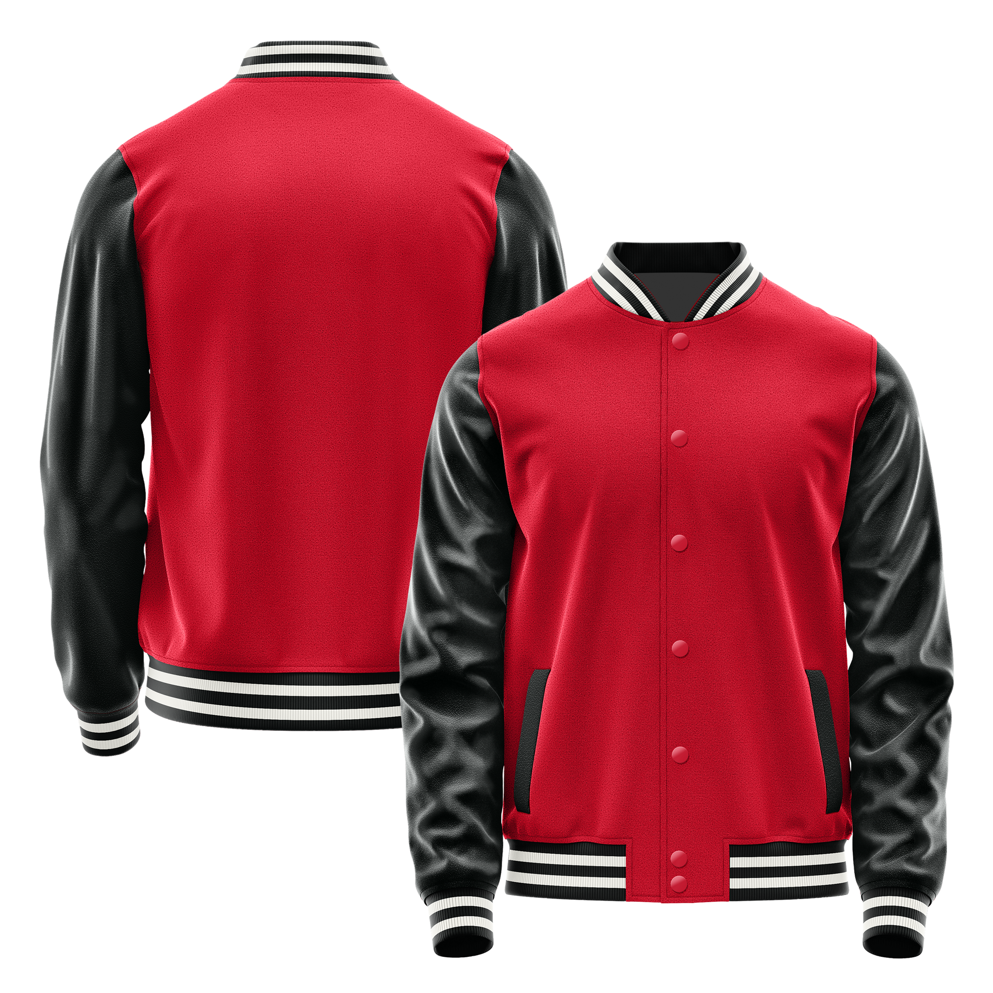 Red & Black Leather Varsity Jacket JG14171718