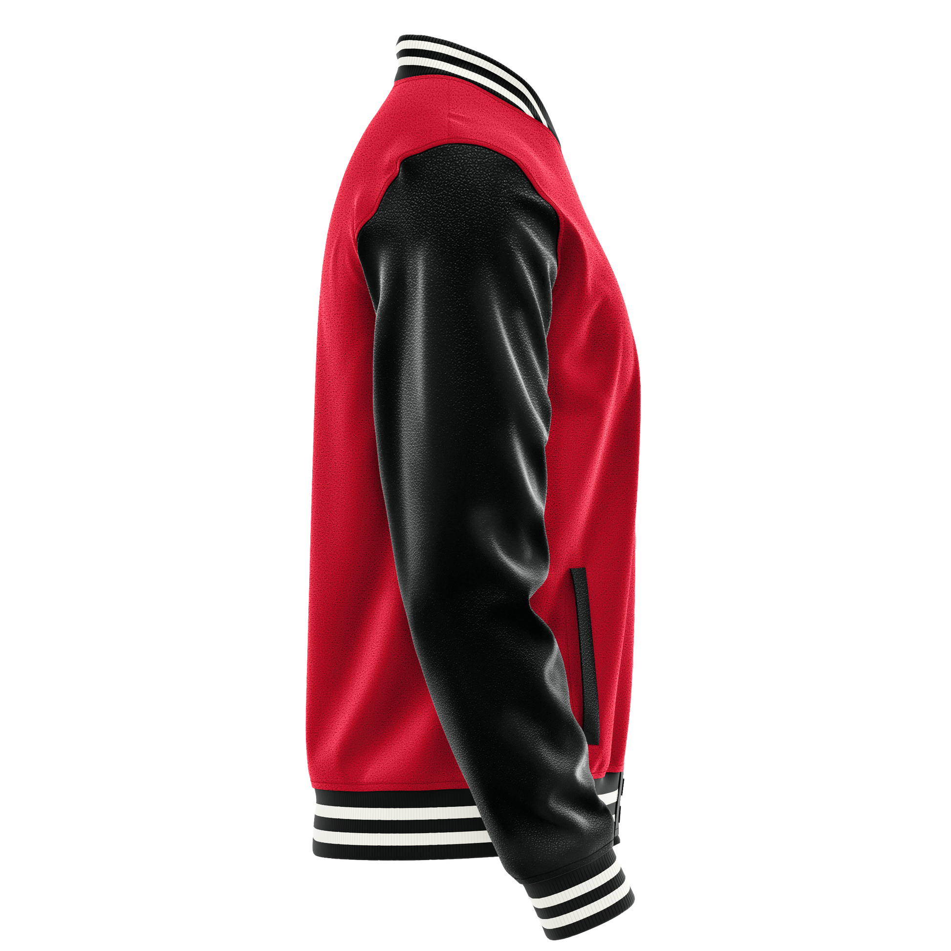 Red & Black Leather Varsity Jacket JG14171718