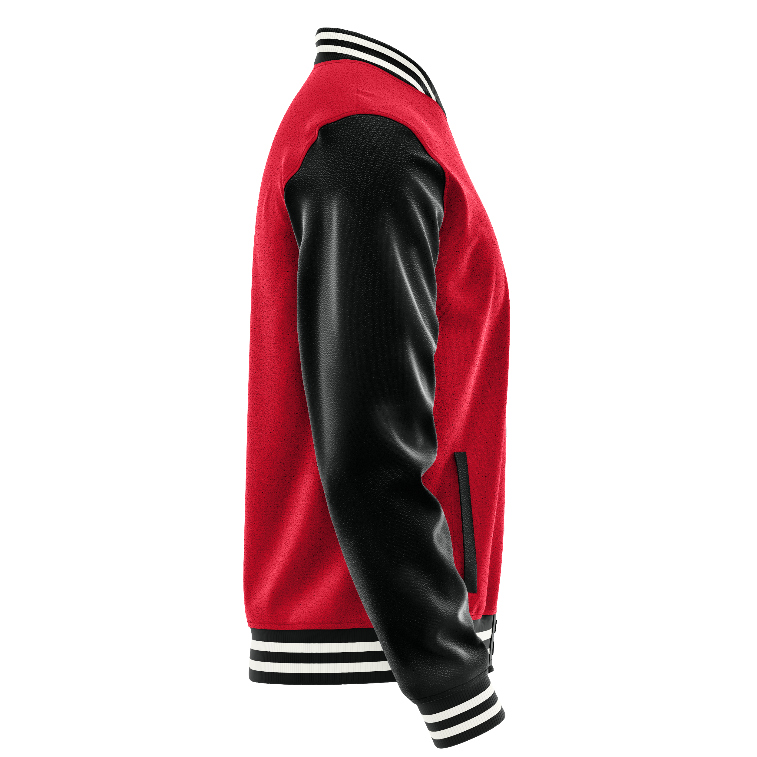 Red & Black Leather Varsity Jacket JG14171718