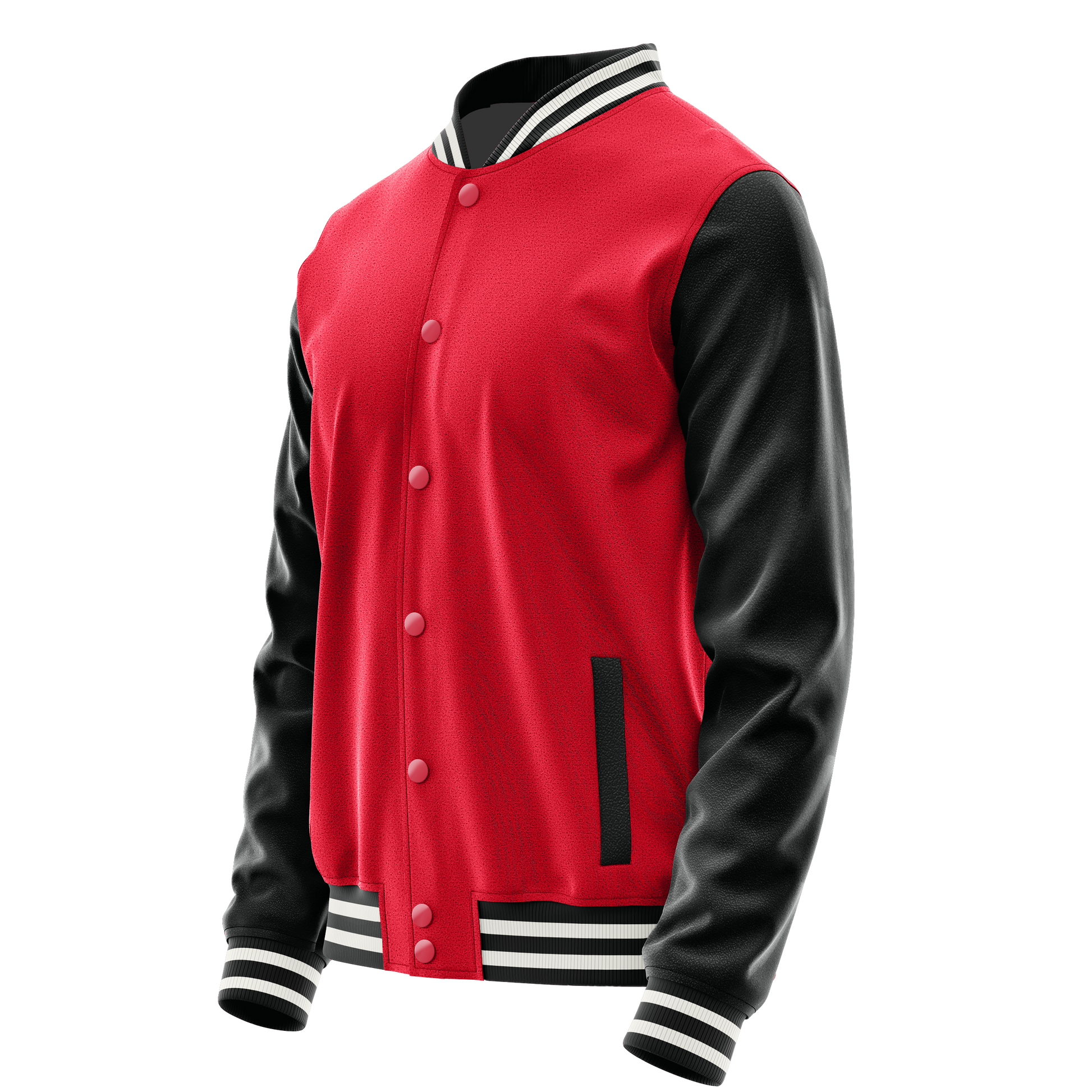 Red & Black Leather Varsity Jacket JG14171718