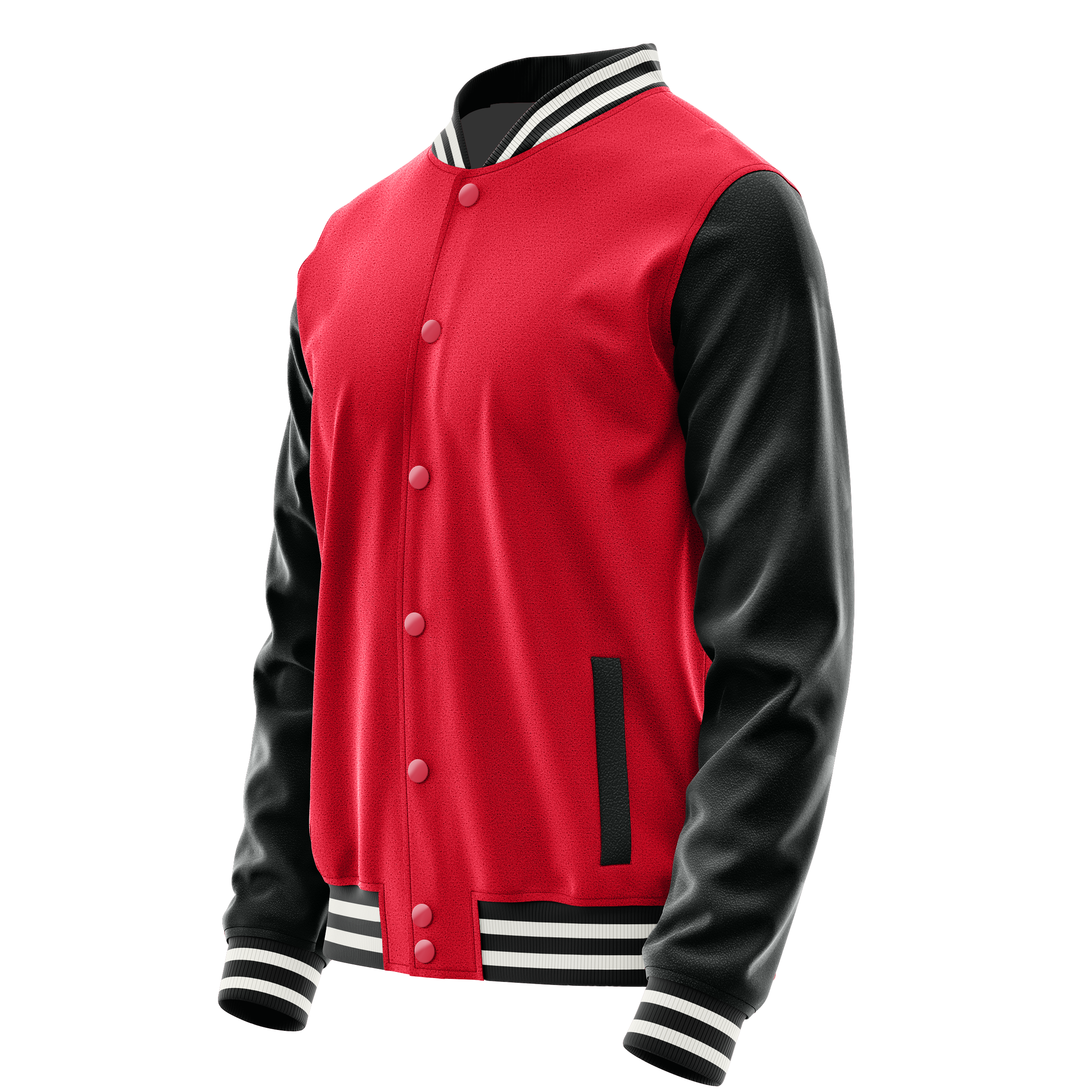 Red & Black Leather Varsity Jacket JG14171718