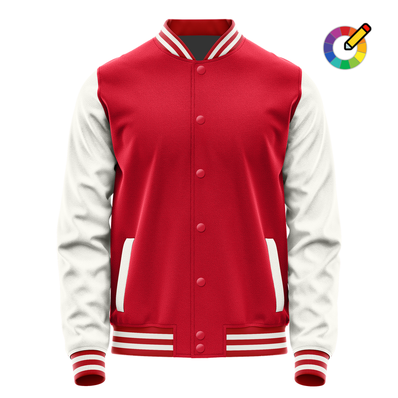 Red & White Leather Varsity Jacket JG14181418