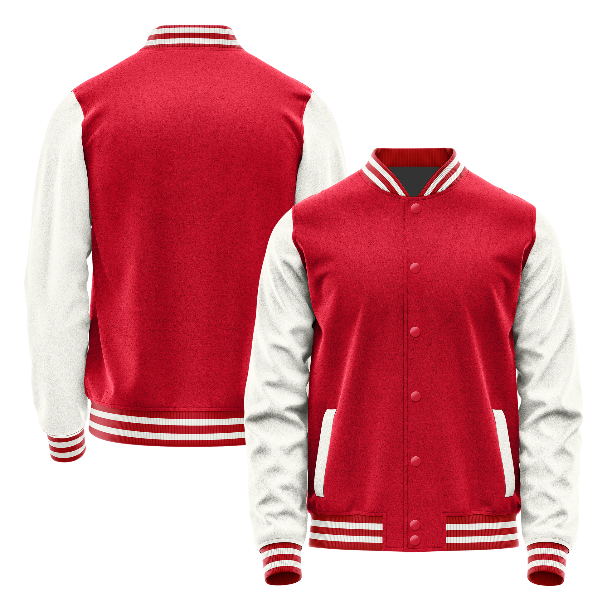 Red & White Leather Varsity Jacket JG14181418