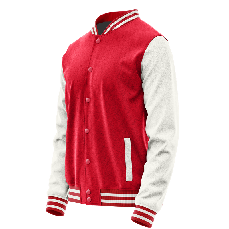 Red & White Leather Varsity Jacket JG14181418