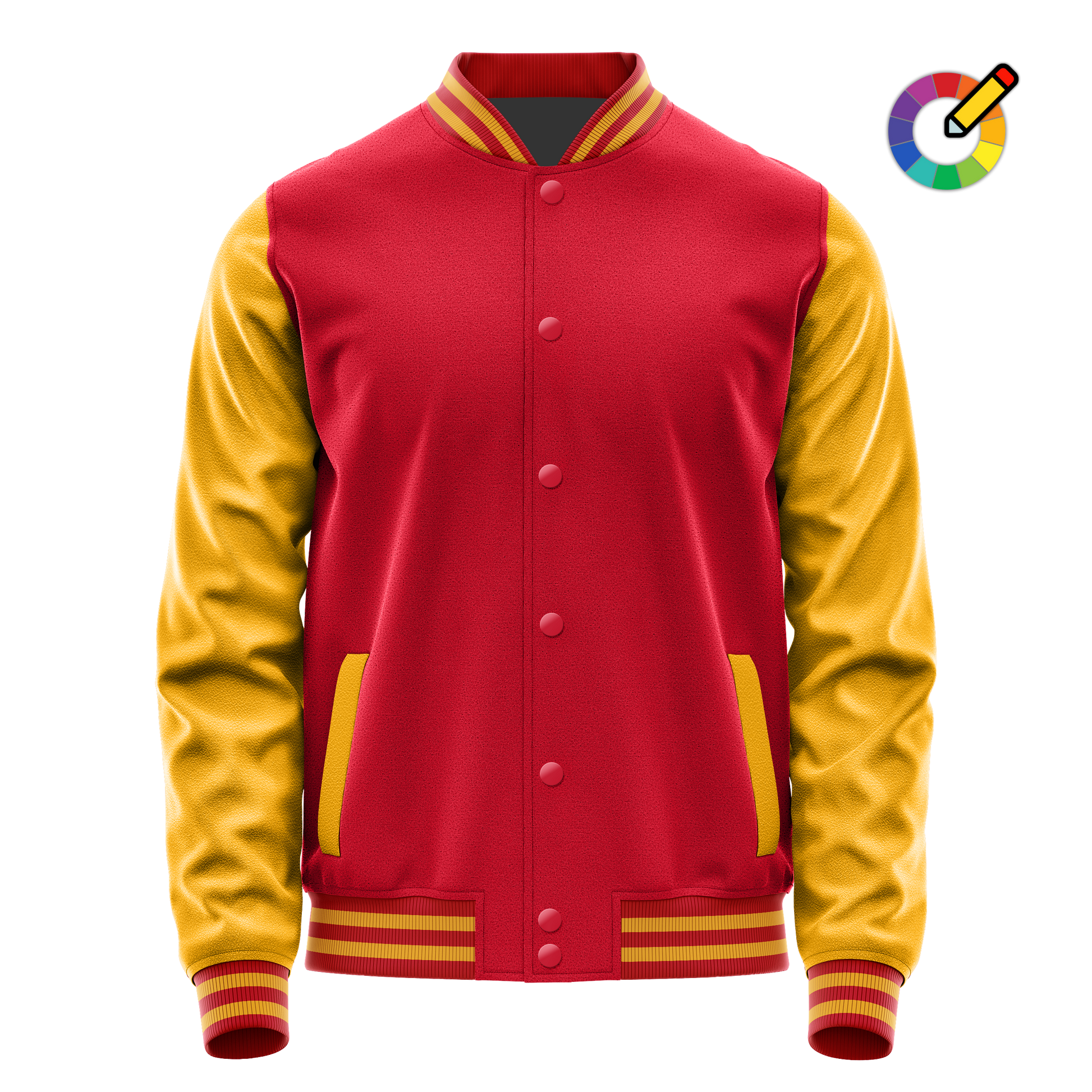 Red & Yellow Leather Varsity Jacket JG14191419