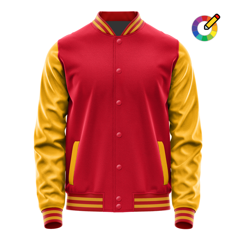 Red & Yellow Leather Varsity Jacket JG14191419