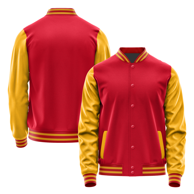 Red & Yellow Leather Varsity Jacket JG14191419