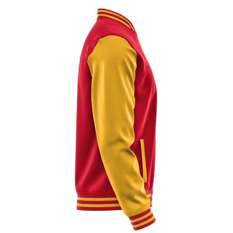 Red & Yellow Leather Varsity Jacket JG14191419