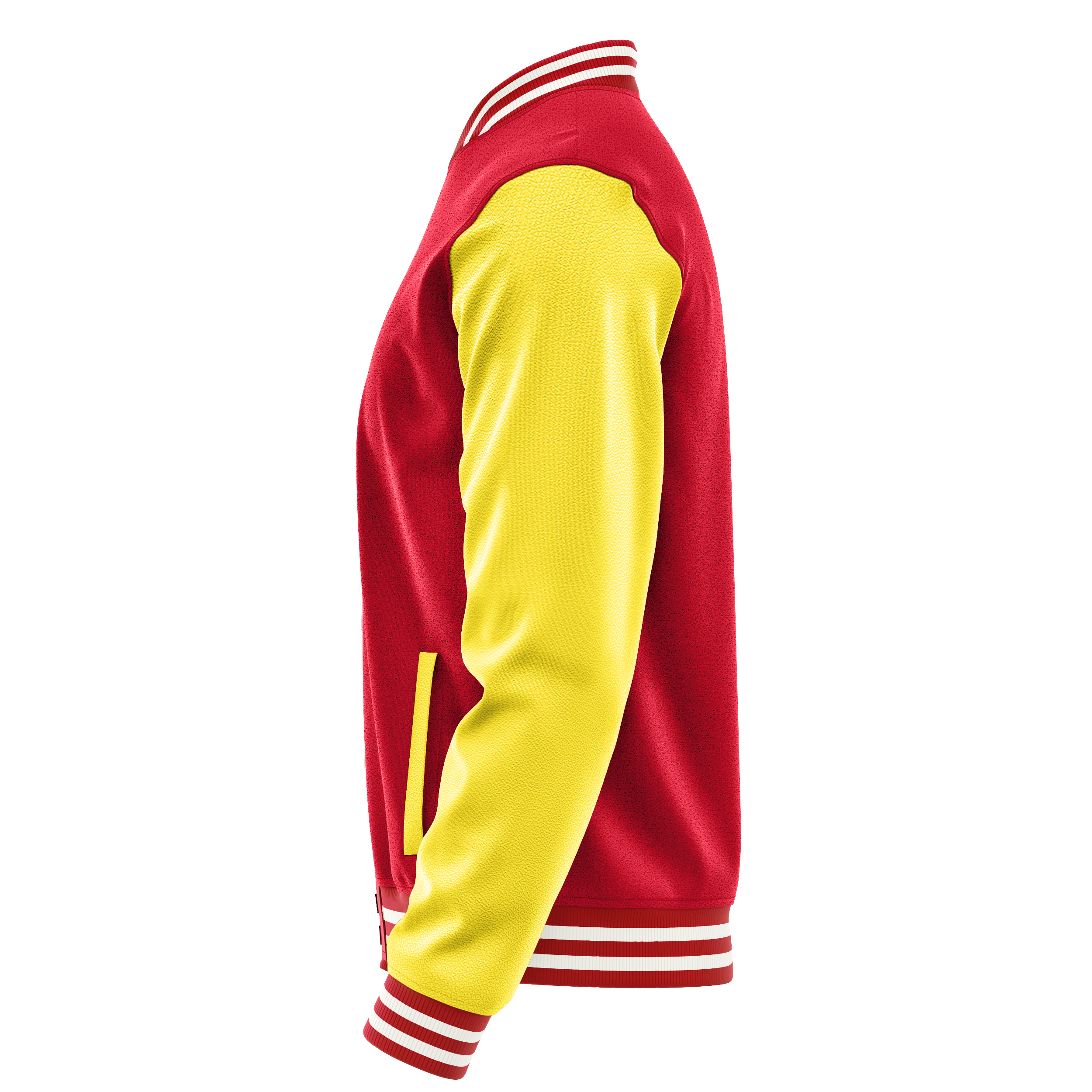 Red & Light Yellow Leather Varsity Jacket JG14261418