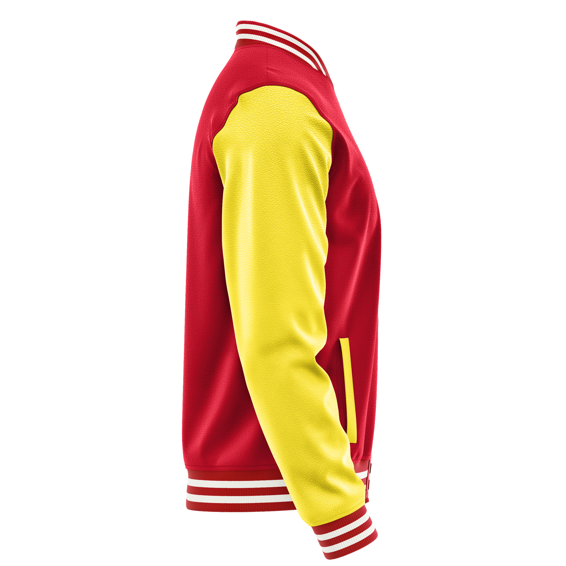 Red & Light Yellow Leather Varsity Jacket JG14261418