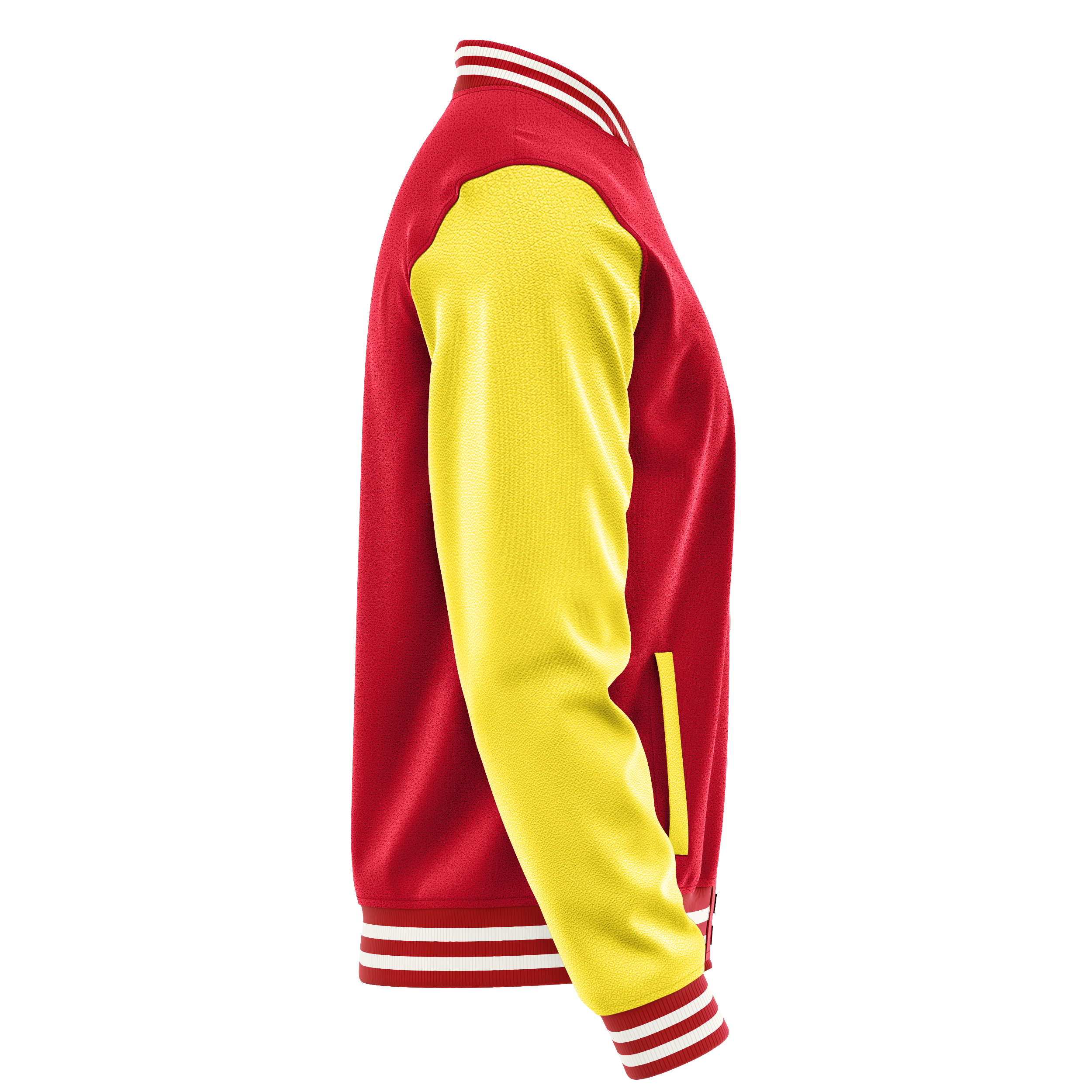 Red & Light Yellow Leather Varsity Jacket JG14261418