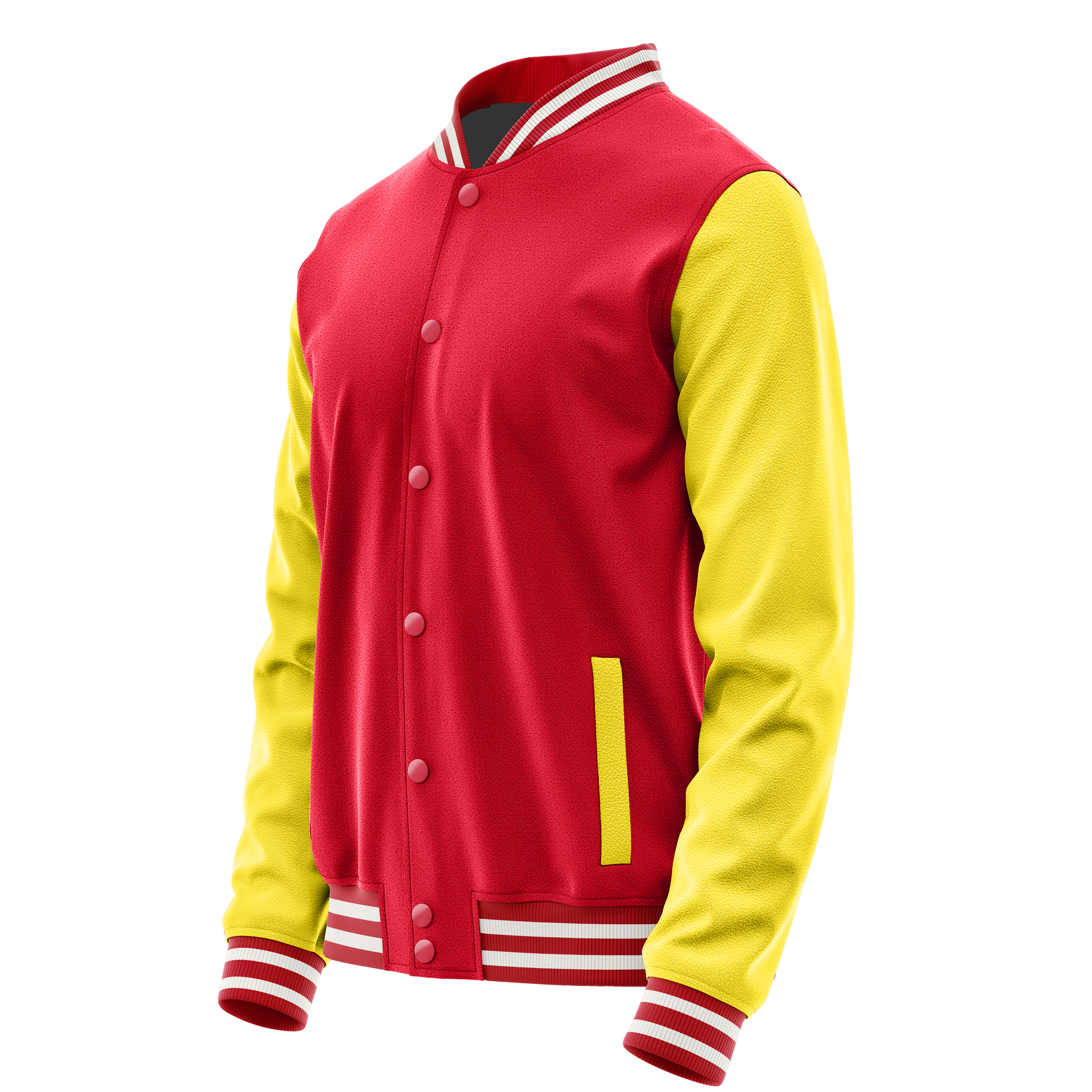 Red & Light Yellow Leather Varsity Jacket JG14261418