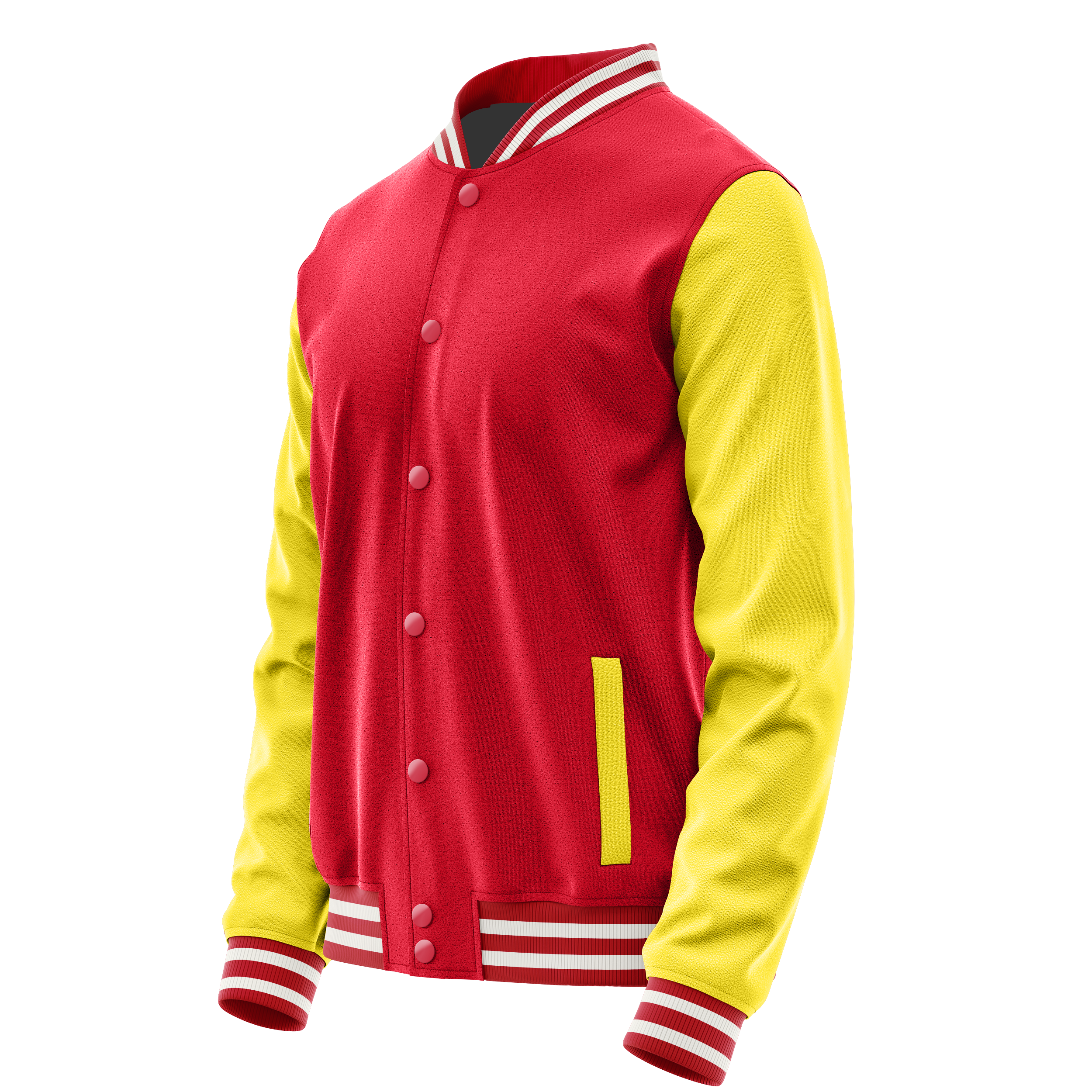 Red & Light Yellow Leather Varsity Jacket JG14261418