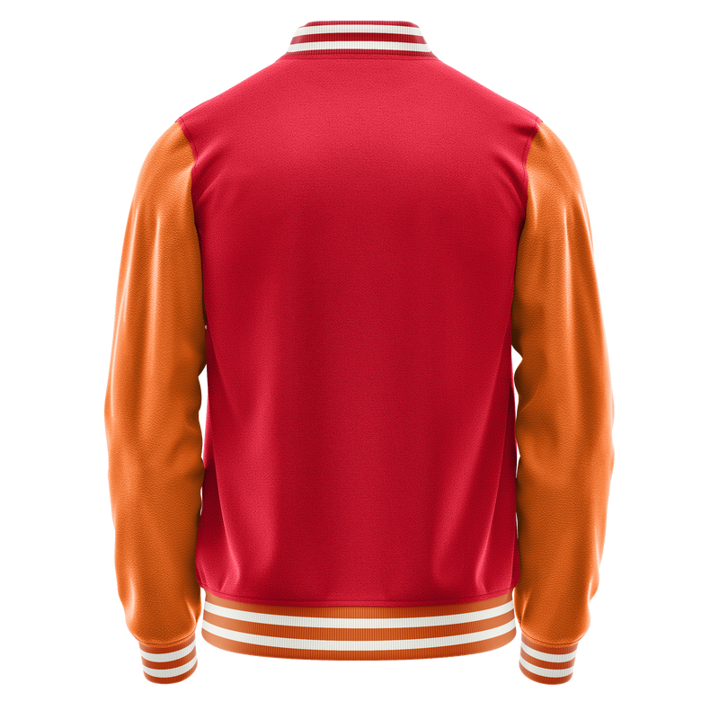 Red & Orange Leather Varsity Jacket JG14281418(2818)