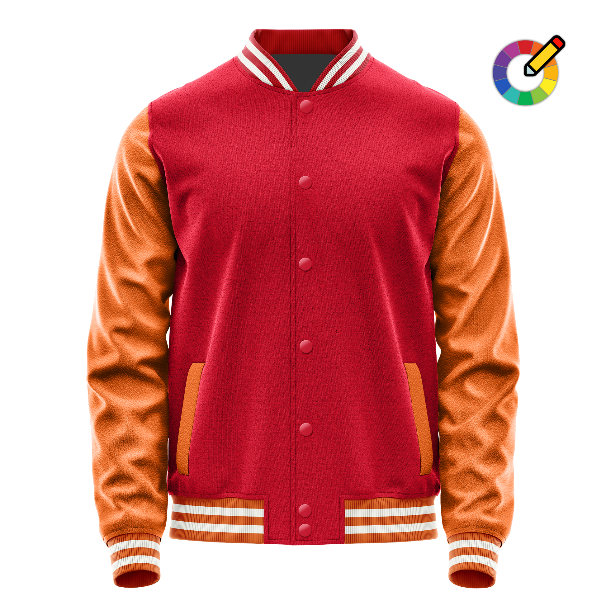 Red & Orange Leather Varsity Jacket JG14281418(2818)