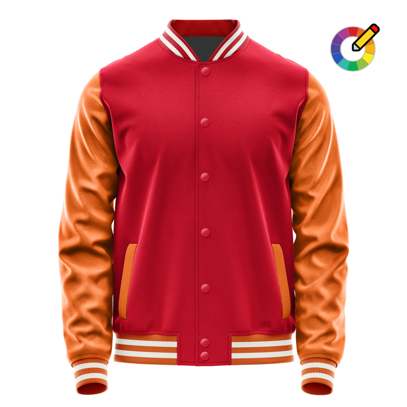 Red & Orange Leather Varsity Jacket JG14281418(2818)