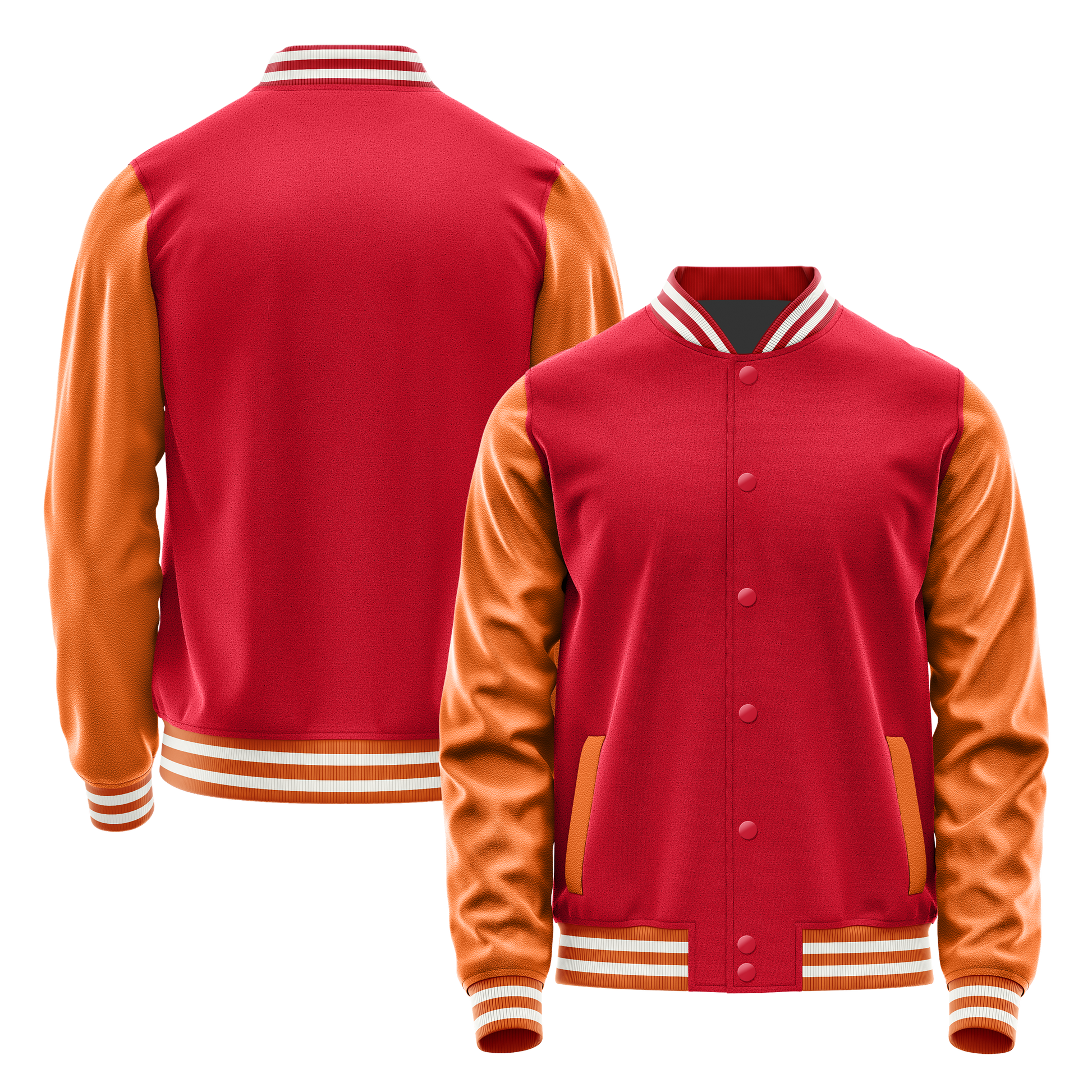 Red & Orange Leather Varsity Jacket JG14281418(2818)