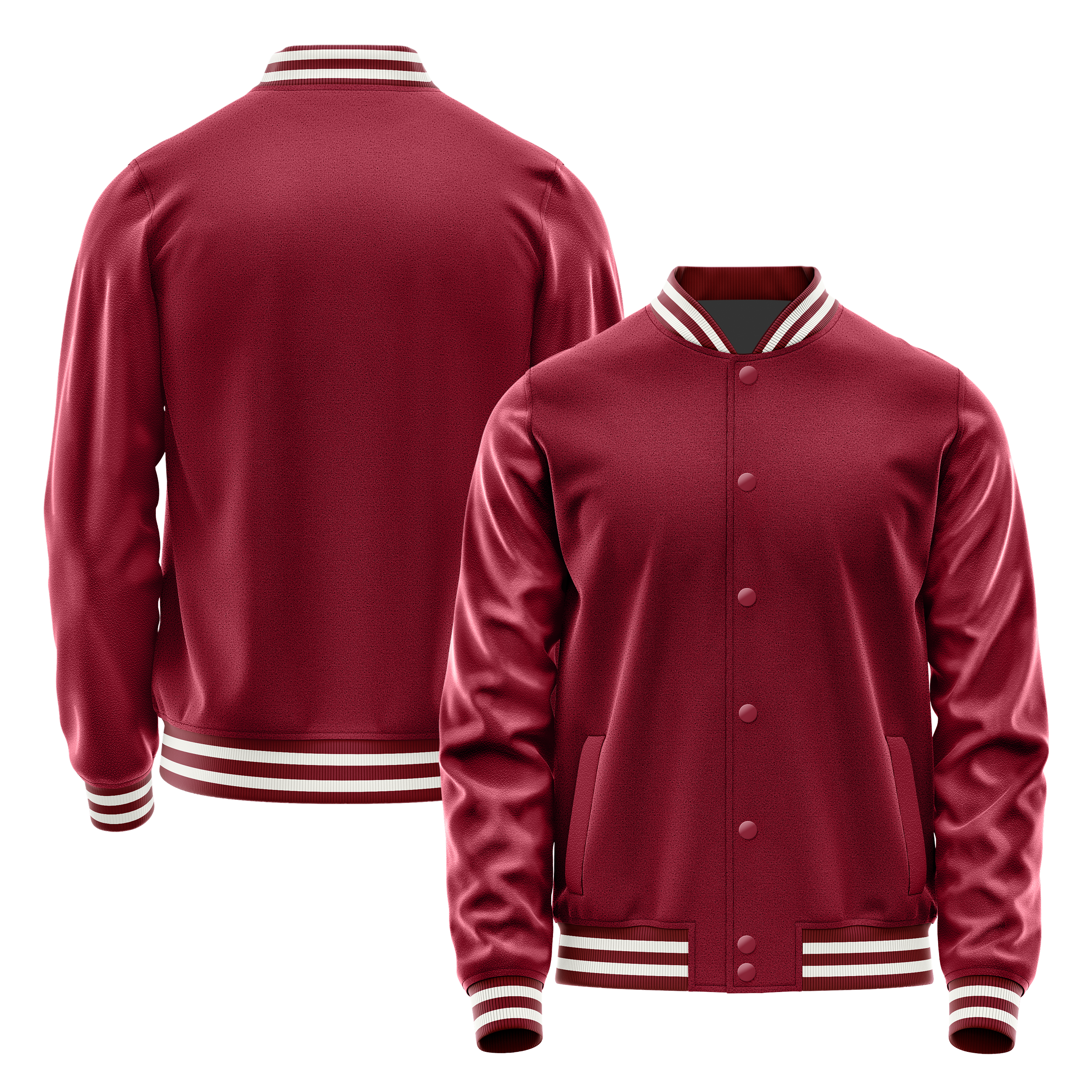 Crimson Red & Crimson Red Leather Varsity Jacket JG15151518