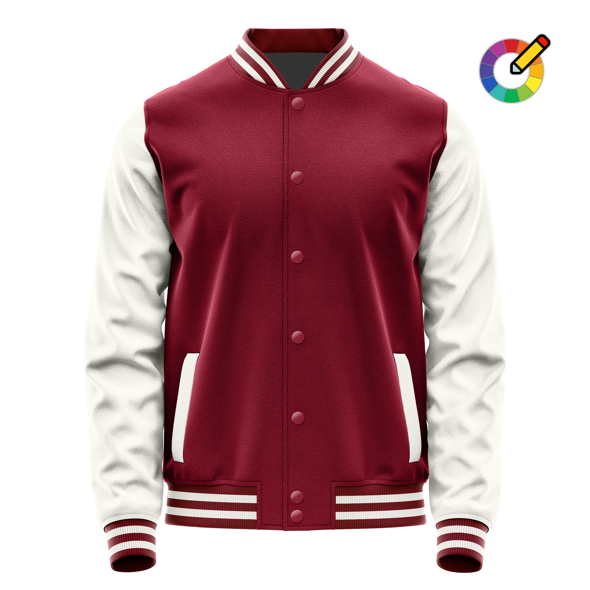 Crimson Red & White Leather Varsity Jacket JG15181518